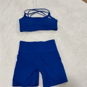 Blue Athletic Set with Strappy Top